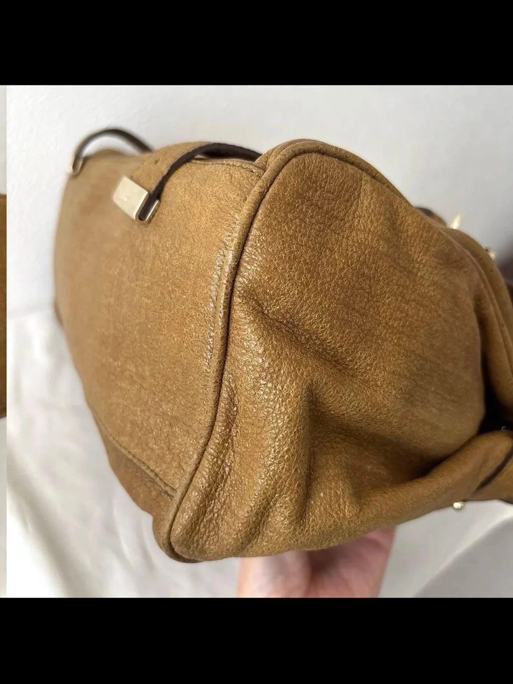 Mulberry Tan Leather Satchel with Gold Hardware